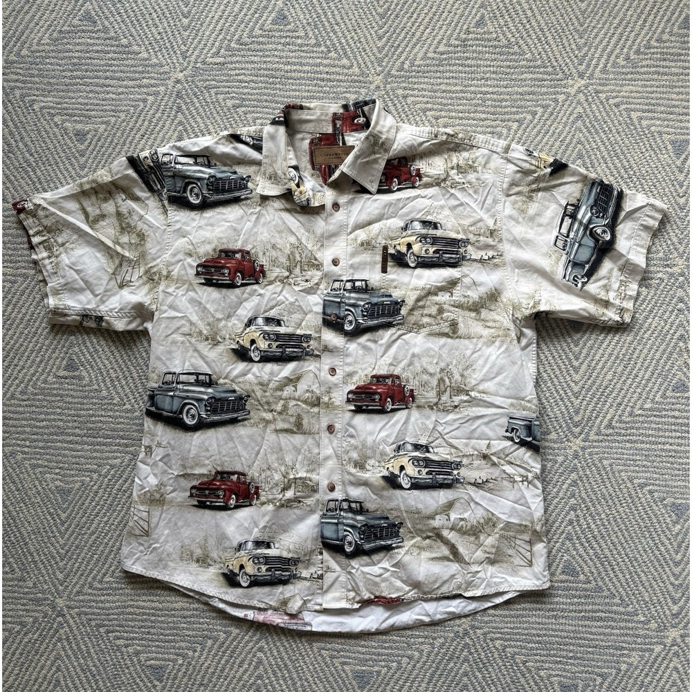 Clearwater Outfitters Short Sleeve Vintage Car‎ Button Shirt - Multicolor - XL